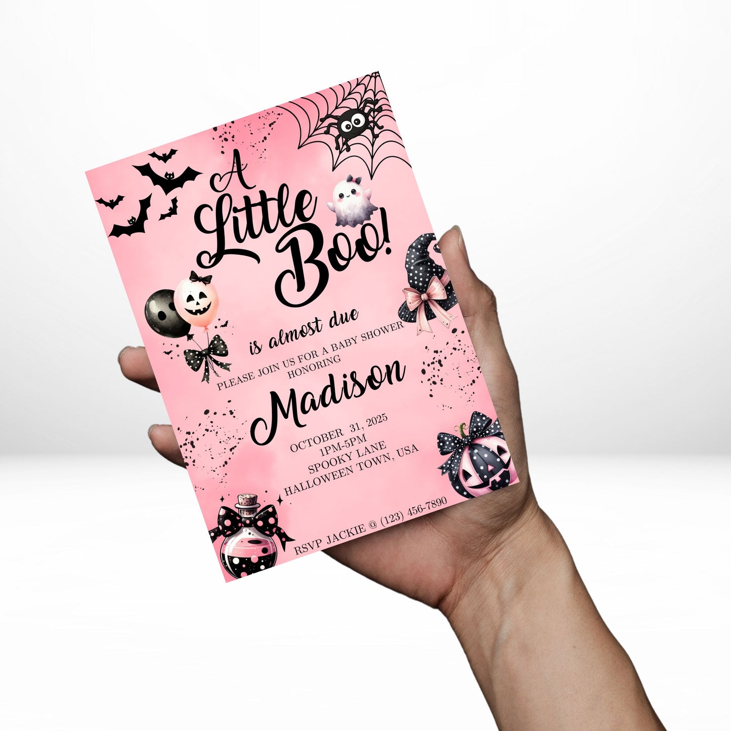 A Little Boo is Almost Due 5x7 Digital Invitation | Baby Shower Invite | Edit Text with CANVA PRO | Digital File Only