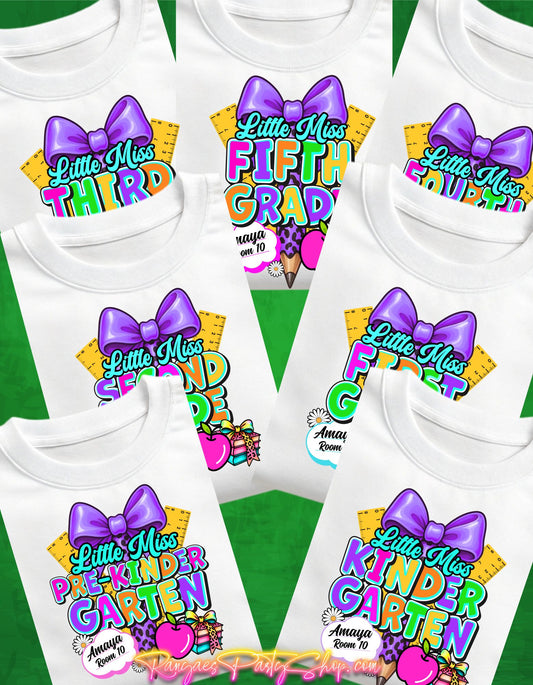 Back to School T-Shirt Template | Little Miss T-Shirt Template Bundle | Editable with CANVA PRO | Digital File Only