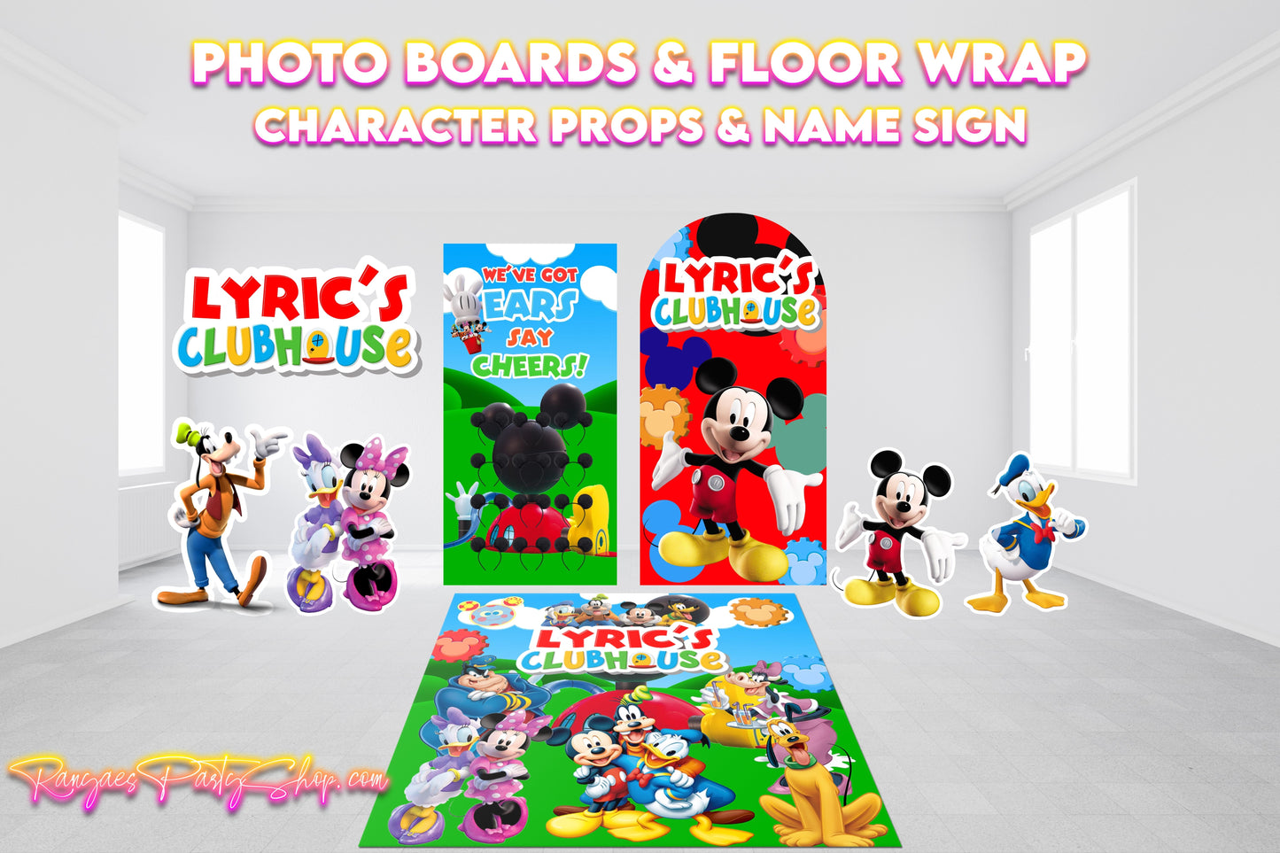 Mickey Mouse Clubhouse Photo Boards | Floor Wrap | Character Cut Outs | Name Sign | Party Focal Point Decorations