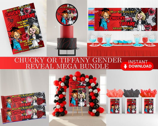 Chucky or Tiffany Gender Reveal MEGA Party Bundle | INSTANT DOWNLOAD | Gender Reveal Party Bundle | Digital Files