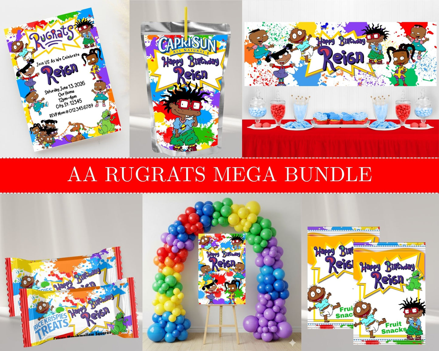 African American Rugrats MEGA Party Bundle | 90's Kids Party Favor Bundle | African American Rugrats Favor Bundle | Digital Files