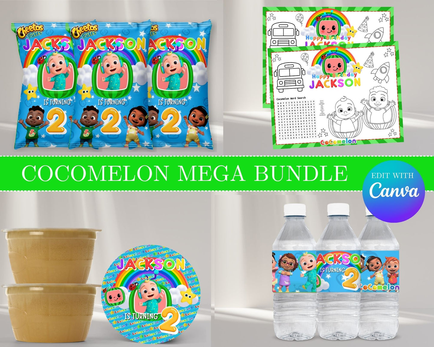 Cocomelon MEGA Party Bundle | Edit Text with Canva | Cocomelon Favor Bundle | Digital Files