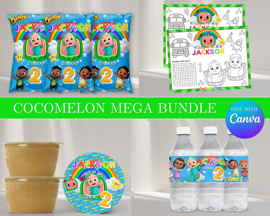 Cocomelon MEGA Party Bundle | Edit Text with Canva | Cocomelon Favor Bundle | Digital Files