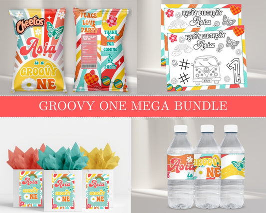 Groovy One MEGA Party Bundle | 1st Birthday Party Favor Bundle | Groovy One Favor Bundle | Digital Files