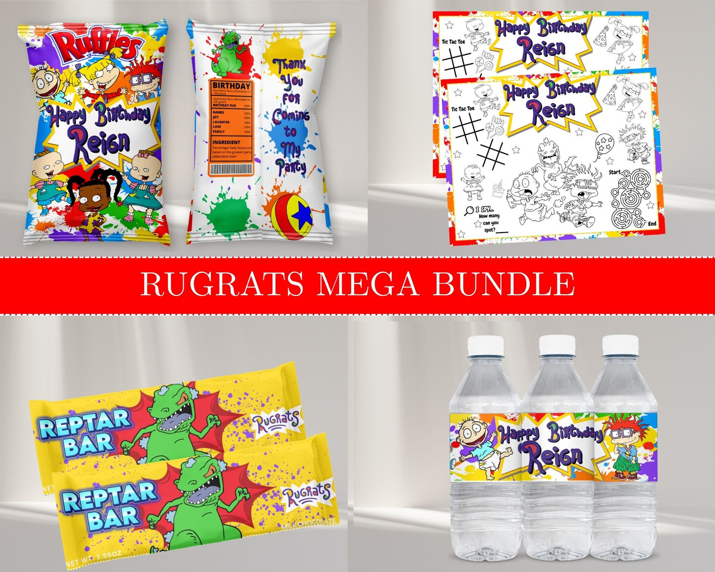 Rugrats MEGA Party Bundle | 90's Kids Party Favor Bundle | Rugrats Favor Bundle | Digital Files