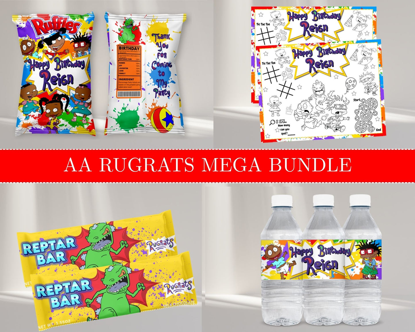 African American Rugrats MEGA Party Bundle | 90's Kids Party Favor Bundle | African American Rugrats Favor Bundle | Digital Files