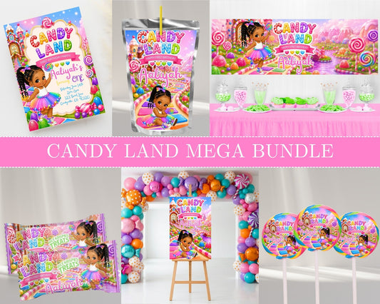 Candy Land MEGA Party Bundle | Edit Text with Canva | Candy Land Favor Bundle | Digital Files