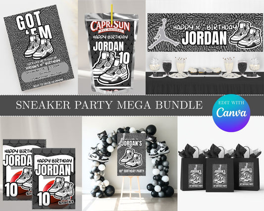 Sneaker Party MEGA Party Bundle | Edit Text with Canva | Sneaker Party Favor Bundle | Digital Files