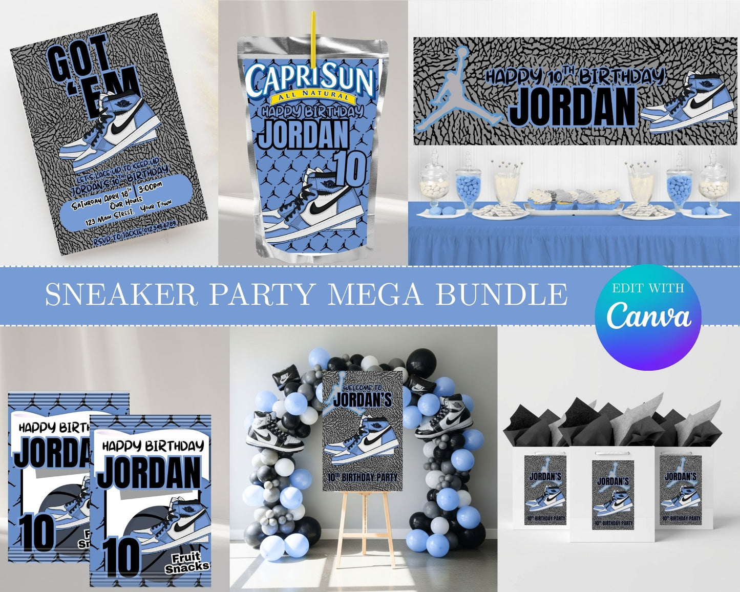 Sneaker Party MEGA Party Bundle | Edit Text with Canva | Sneaker Party Favor Bundle | Digital Files