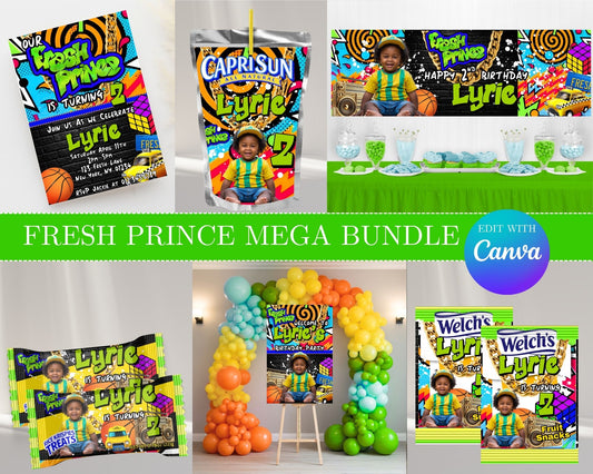 Fresh Prince MEGA Party Bundle | Edit Text with Canva | Fresh Prince Favor Bundle | Digital Files