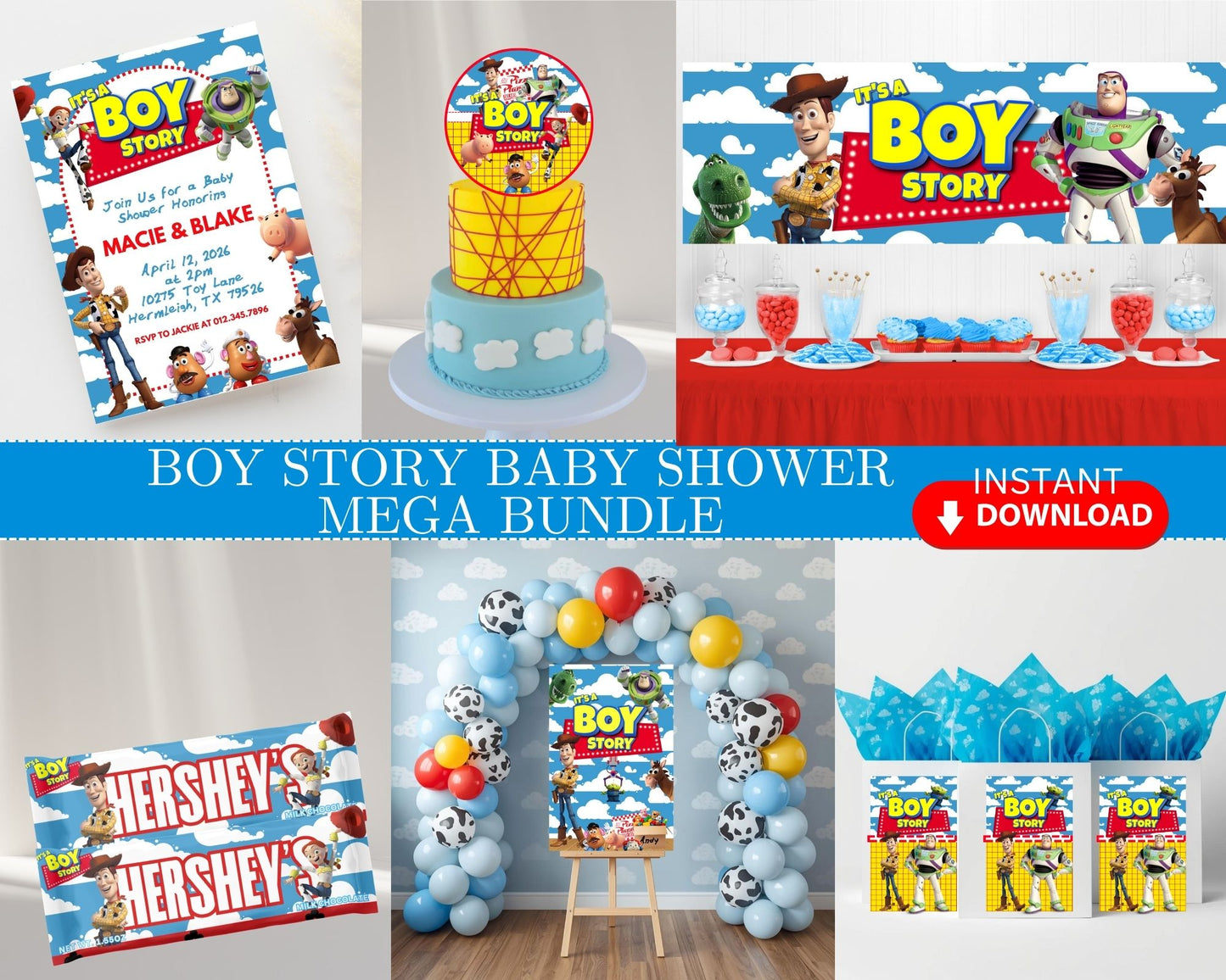 Boy Story Baby Shower MEGA Party Bundle | INSTANT DOWNLOAD | Baby Shower Bundle | Digital Files