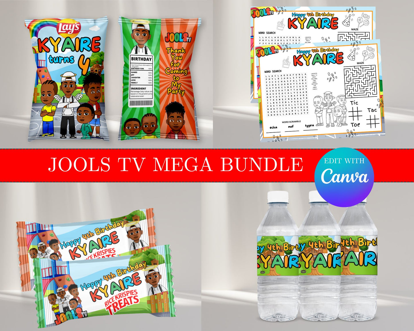 Jools Tv MEGA Party Bundle | Edit Text with Canva | Jools Tv Favor Bundle | Digital Files