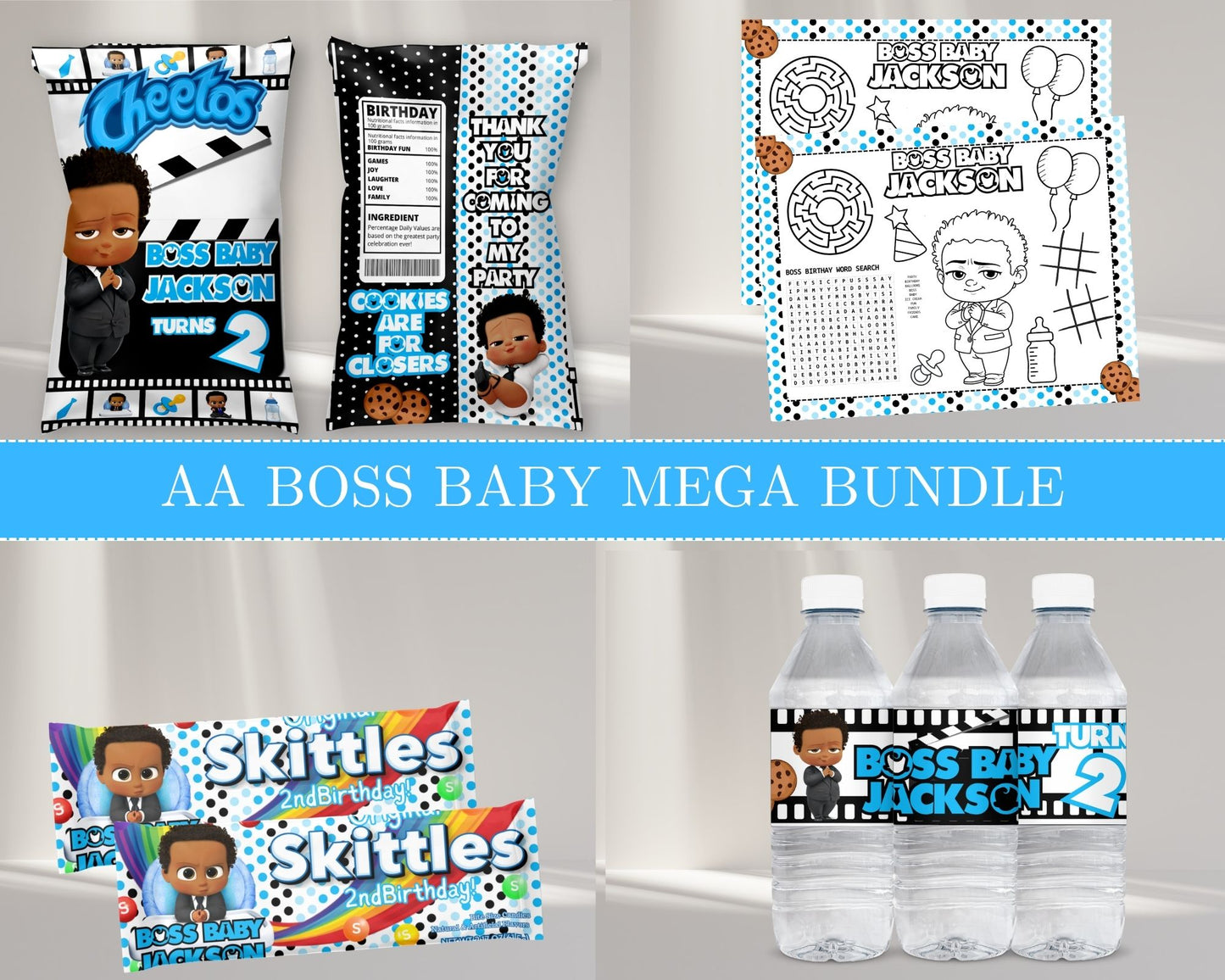 AA Boss Baby MEGA Party Bundle | Baby Boss Party Favor Bundle | AA Boss Baby Favor Bundle | Digital Files