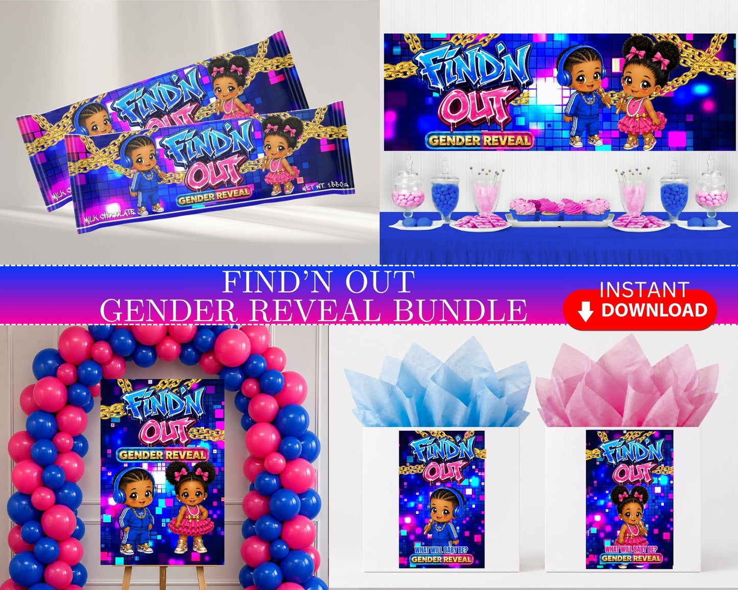 Find'N Out Gender Reveal Bundle | Find'N Out | INSTANT DOWNLOAD | Gender Reveal Favors | Digital File Only