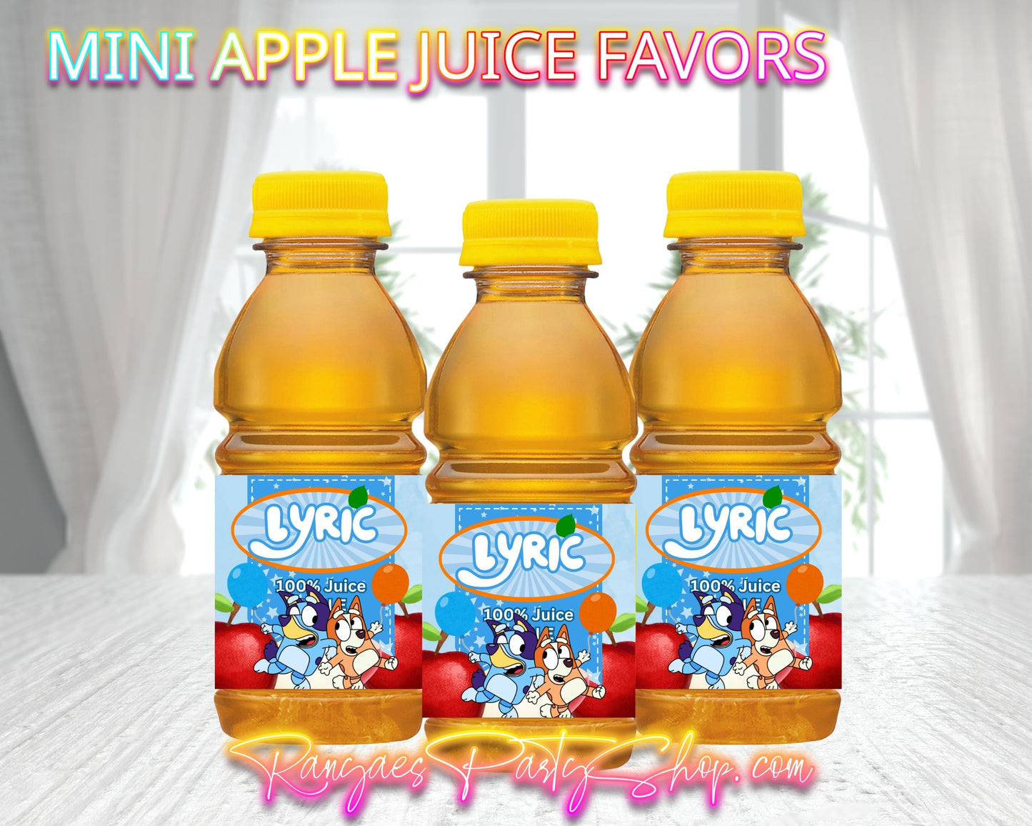 Mini Apple Juice Labels | Custom Mini Apple Juice Labels | Bluey Party | Bluey Mini Apple Juice Favors