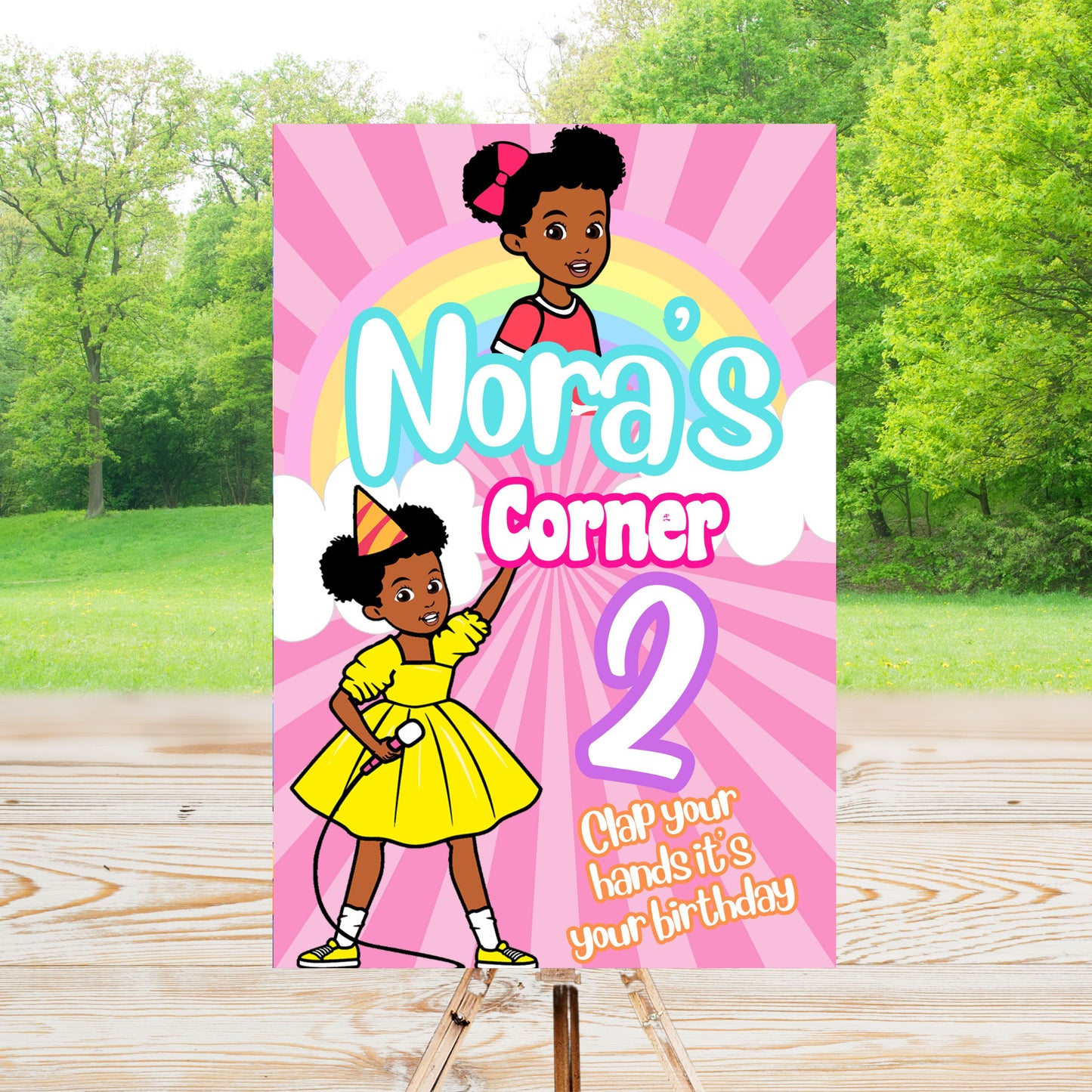 Gracie's Corner Party Sign | Editable Text with Canva | Digital Poster | Edit | Save | Download | Print