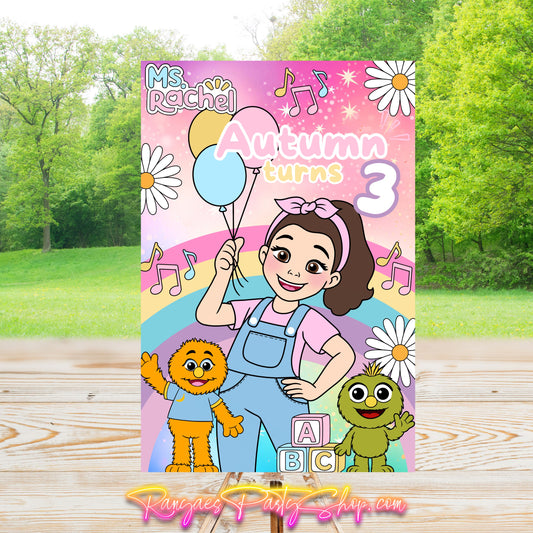 Ms. Rachel Party Sign | Digital Party Sign | Editable Text with CANVA PRO | Welcome Party Sign | 20x30 | Digital File Only