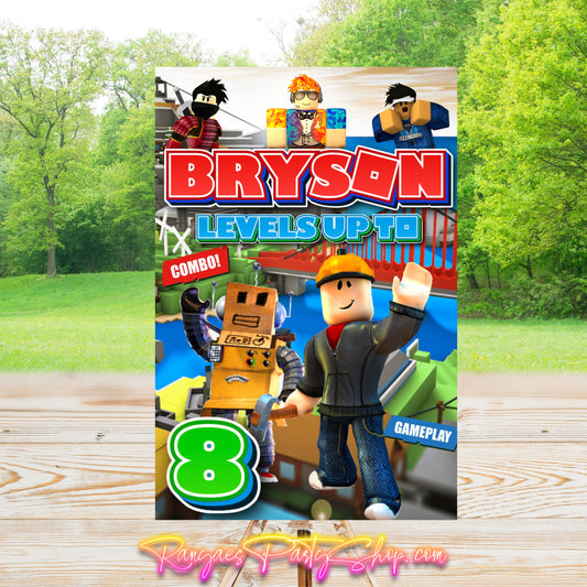 Roblox Party Sign | Digital Party Sign | Editable with Canva Pro | Welcome Party Sign | 20x30 | Digital File Only