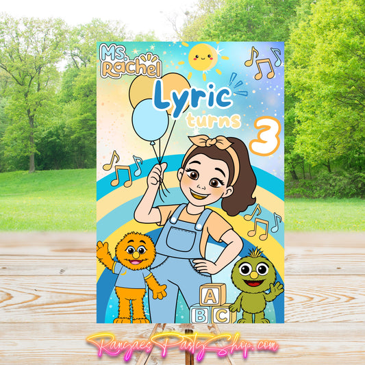 Ms. Rachel Boy Party Sign | Digital Party Sign | Editable Text with CANVA PRO | Welcome Party Sign | 20x30 | Digital File Only