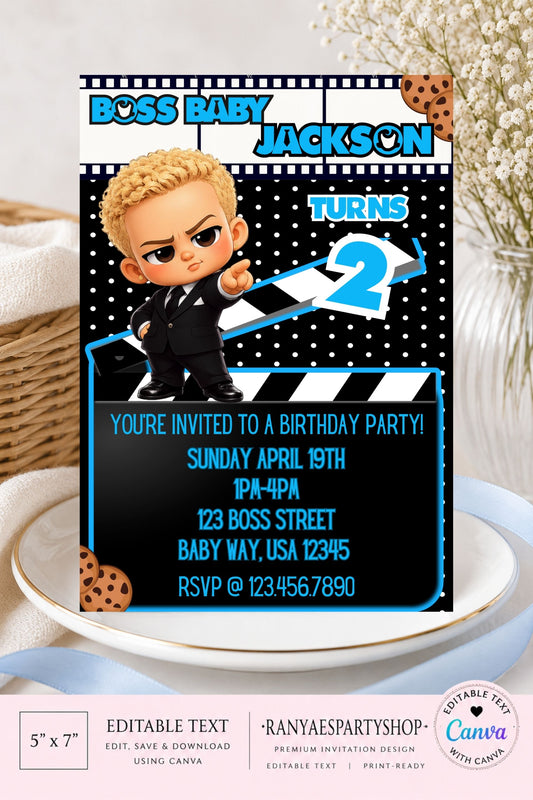 Boss Baby 5x7 Digital Invitation | Boss Baby Party Invite | Edit Text with CANVA | Birthday Party Invitation | Digital File Only