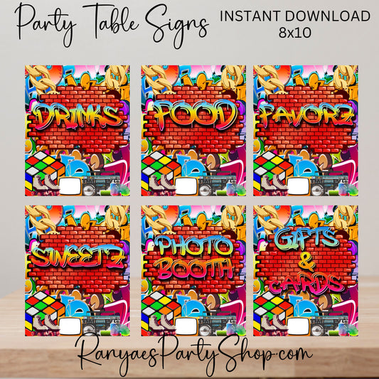 90's Party 8x10 Party Signs | 90's Party Signs | 90's Table Signs | Digital Table Signs | INSTANT DOWNLOAD