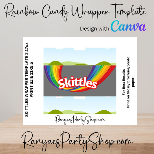 Rainbow Candy Template | Create Your Own Skittles Wrapper | Blank Templates | You Design | Design with Canva | Canva Template