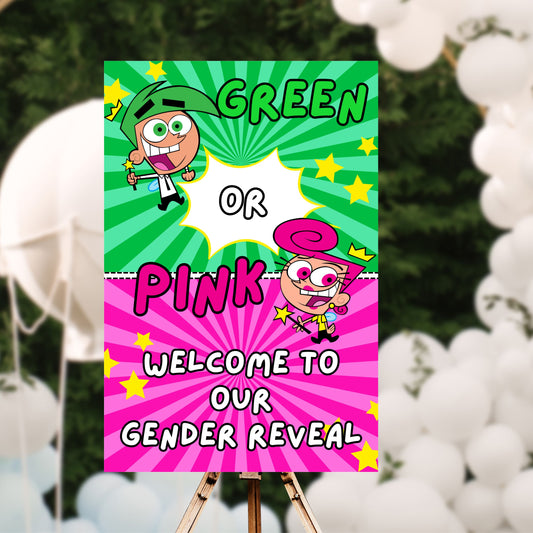 Cosmo or Wanda Gender Reveal Welcome Sign | Edit Text with Canva | You Save | You Download | You Print | Digital File Only