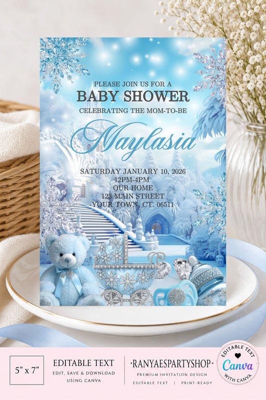 Winter Wonderland  5x7 Digital Invitation | Winter Wonderland Baby Shower Invite | Edit Text with Canva | Winter Wonderland Baby Shower | Digital File Only