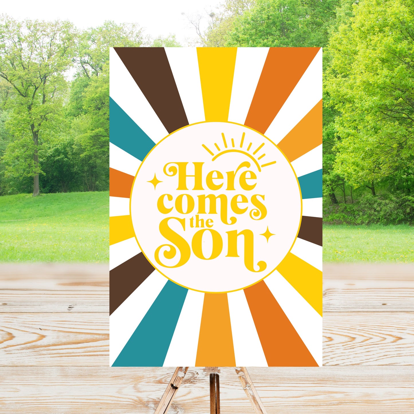 Here Comes the Son Welcome Sign | Digital Baby Shower Sign | Instant Download | 20x30 | Digital File Only