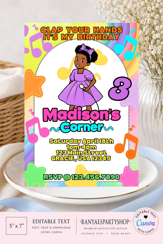 Gracie's Corner 5x7 Digital Invitation | Gracie's Corner Birthday Invite | Edit Text with Canva | Digital File Only