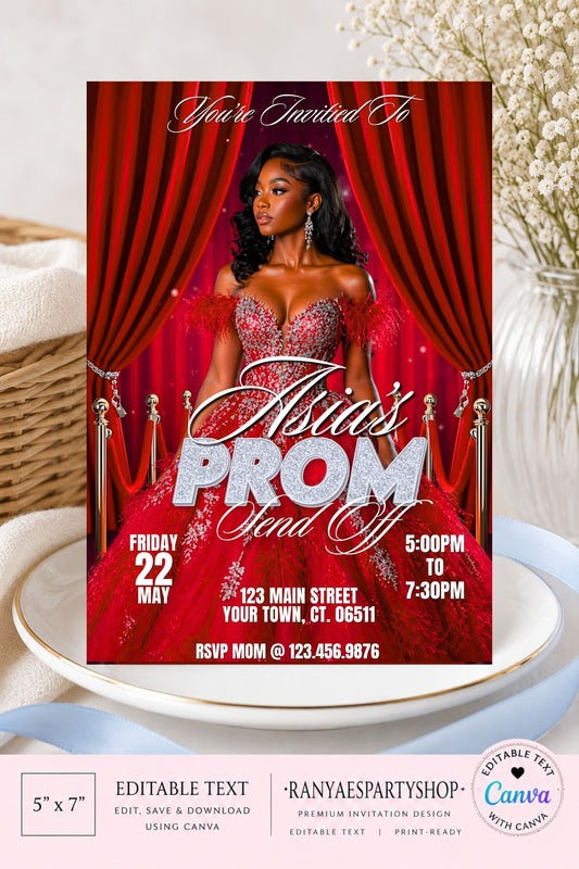Prom Send Off 5x7 Digital Invitation | Prom Send Off Party Invitation | Edit Text with CANVA | Digital File Only