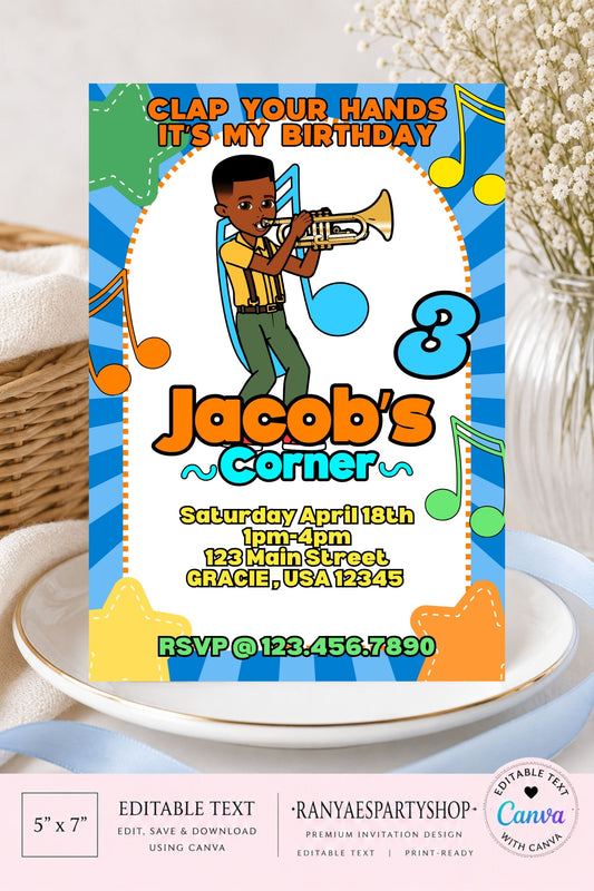 Gracie's Corner Boy 5x7 Digital Invitation | Gracie's Corner Birthday Invite | Edit Text with Canva | Digital File Only
