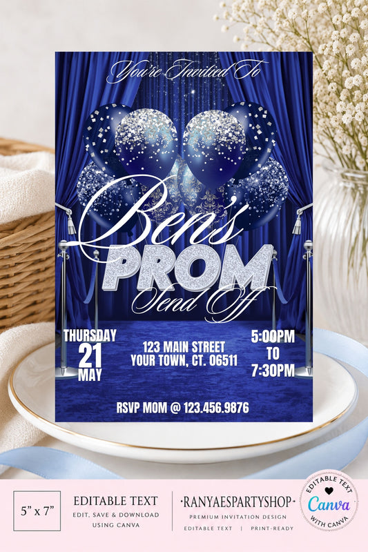 Prom Send Off 5x7 Digital Invitation | Prom Send Off Party Invitation | Edit Text with CANVA | Digital File Only