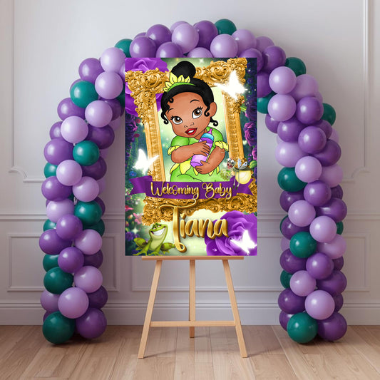 Baby Tiana Baby Shower Sign | Digital Party Sign | Editable Text with CANVA PRO | Welcome Party Sign | 20x30 | Digital File Only