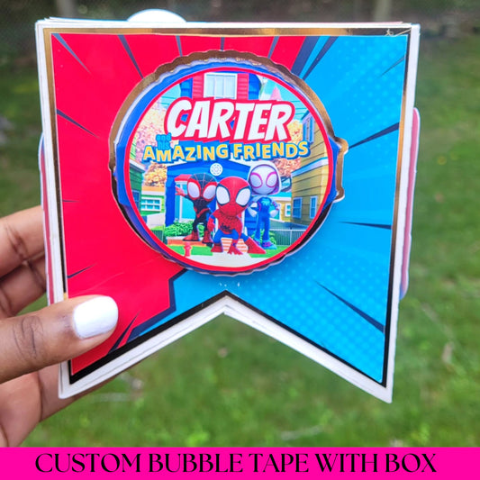 Spidey and his Amazing Friends | Bubble Tape with Custom Box | Custom Party Favors | Bubble Tape | Bubble Tape Box | Bubble Tape Gum Party Favor