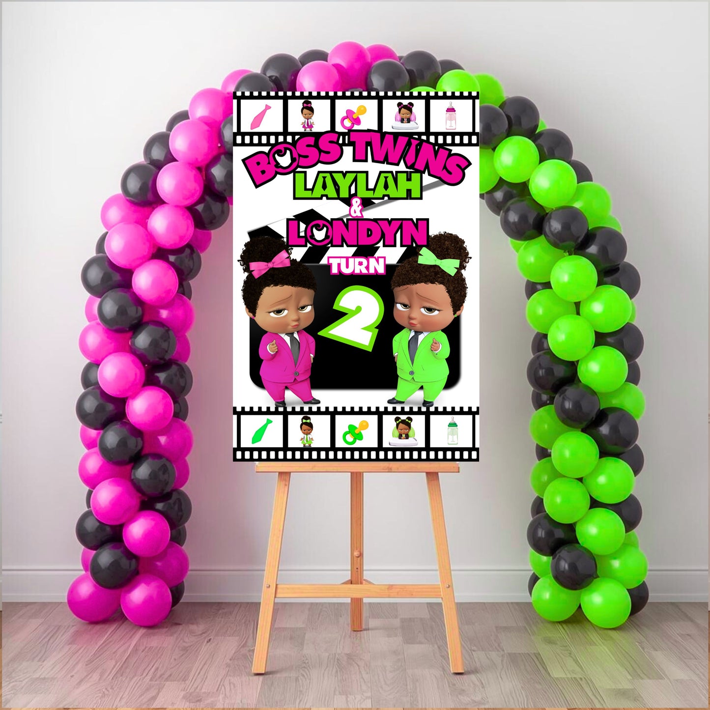 Boss Twins Party Sign | Digital Party Sign | Editable with CANVA PRO| Welcome Party Sign | 20x30 | Digital File Only