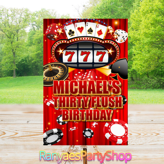 Casino Night Party Sign | Digital Party Sign | Welcome Party Sign | 20x30 | Digital File Only