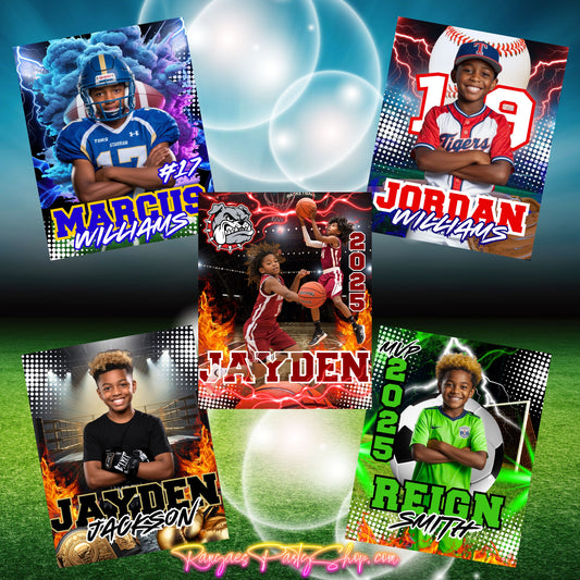 Sports Posters 16x20 | Digital Sport Poster Party Sign | Edit with CANVA PRO | Digital File Only