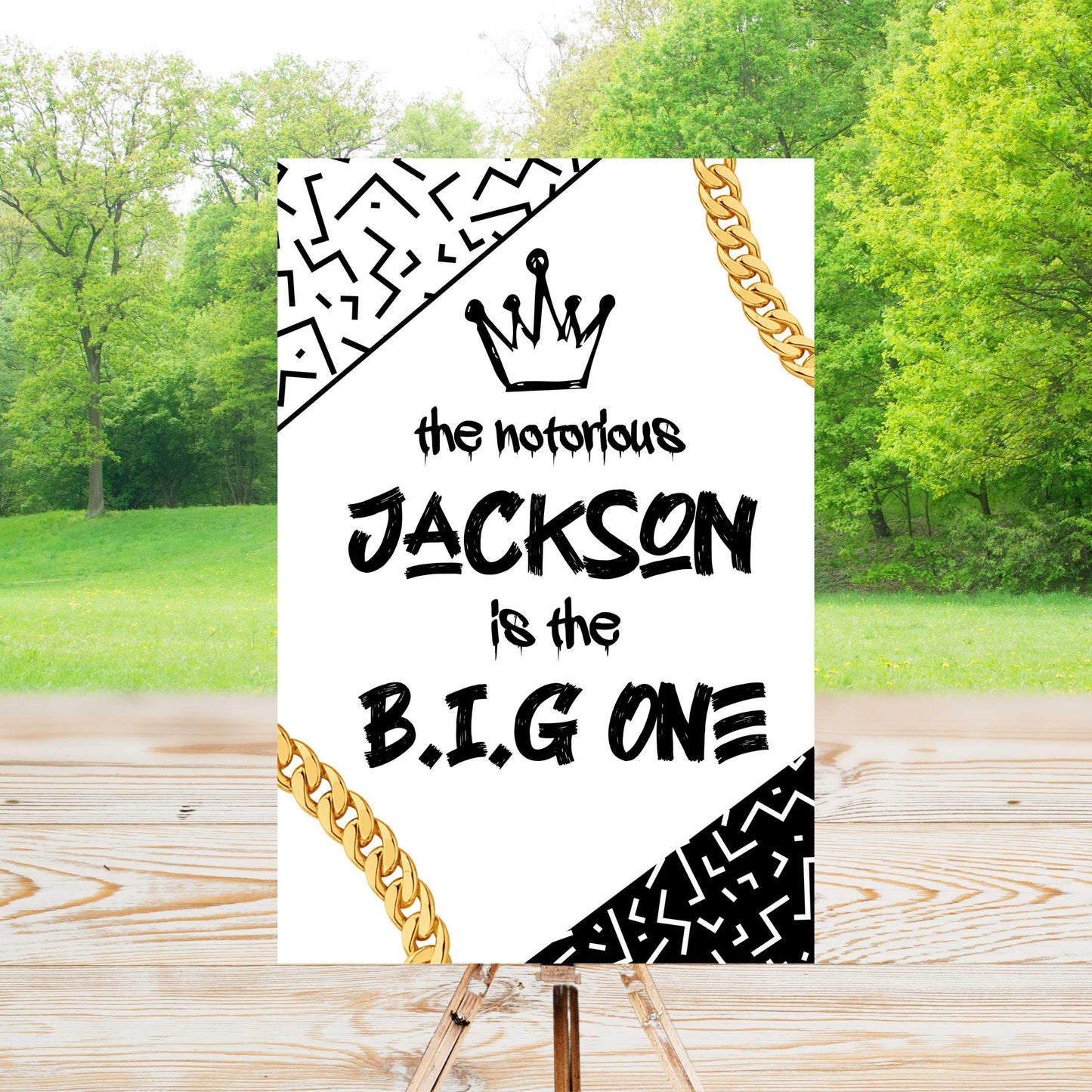 The Big ONE Party Sign | Editable Text with Canva | Digital Poster | Edit | Save | Download | Print