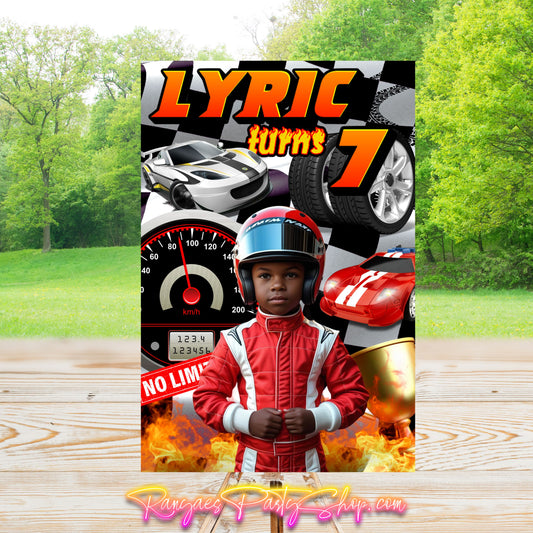 Race Car Party Sign | Digital Party Sign | Editable Text with CANVA PRO | Welcome Party Sign | 20x30 | Digital File Only