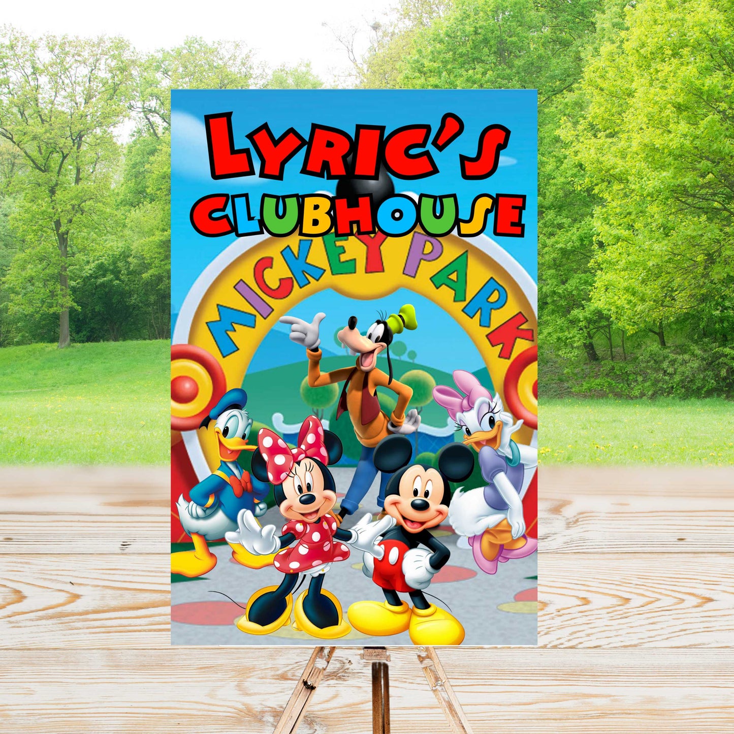 Mickey Clubhouse Party Sign | Editable Text with Canva | Digital Poster | Edit | Save | Download | Print