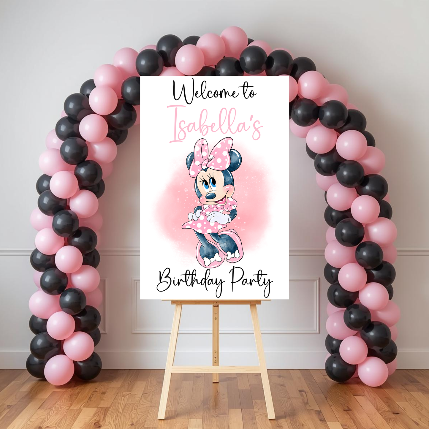 Minnie Watercolor Party Sign | Editable Text with Canva | Digital Poster | Minnie Birthday Party Sign