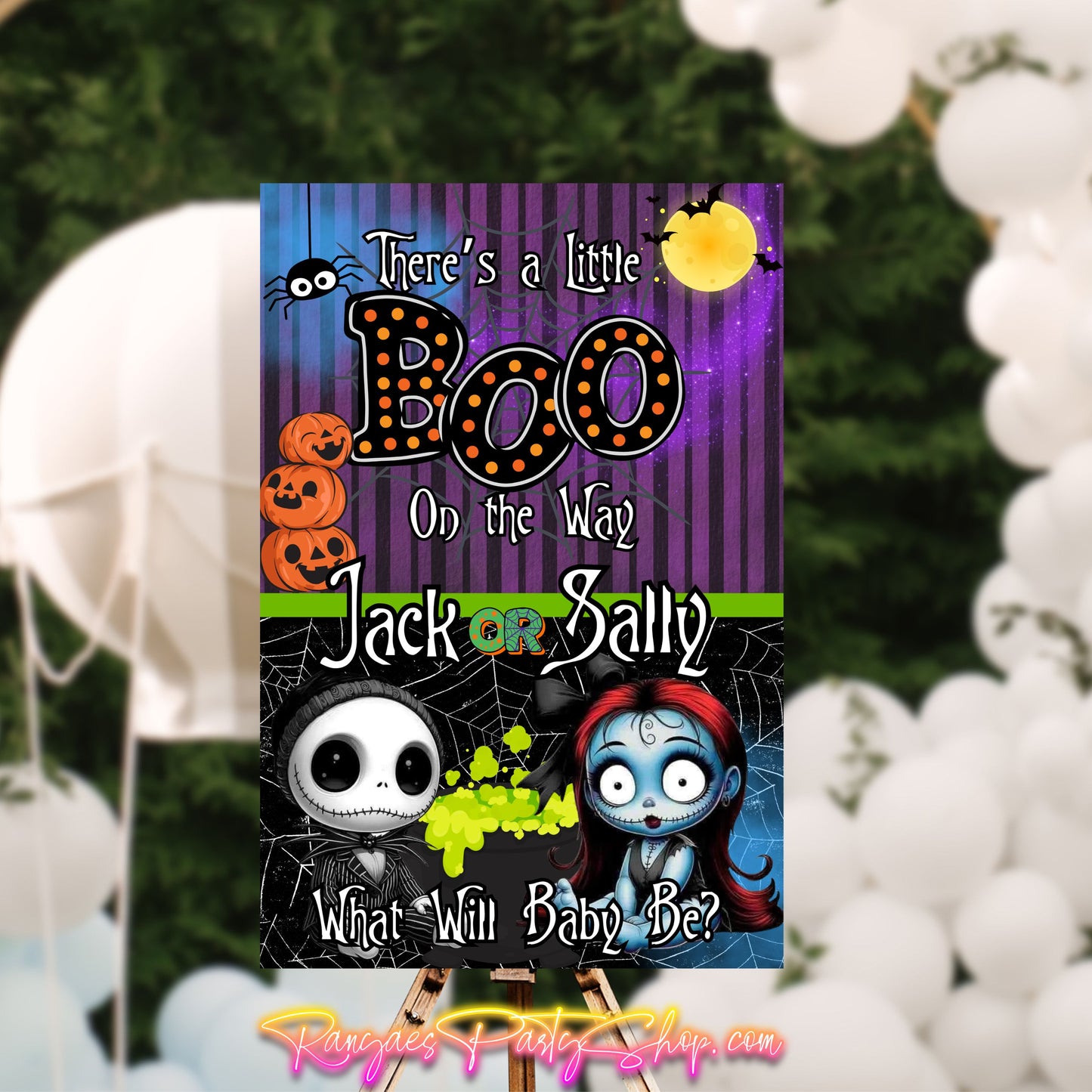 Jack or Sally Gender Reveal Digital Package with Welcome Sign | Jack or Sally Gender Reveal | Editable with CANVA PRO | Gender Reveal Favors | Digital File Only