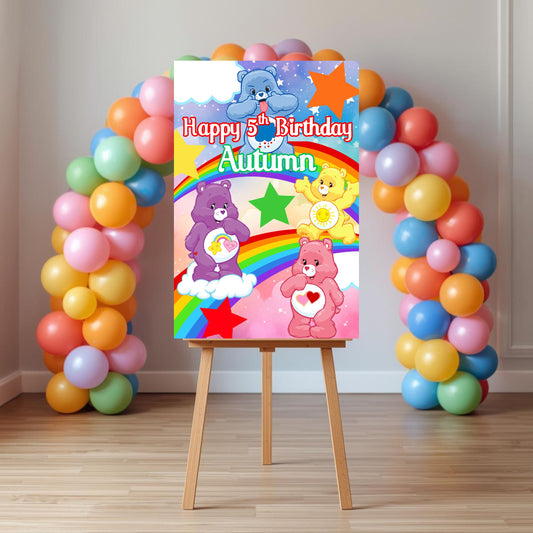 Care Bears Welcome Party Sign | Editable Text with CANVA PRO | Digital Poster | Care Bears Birthday Party Sign