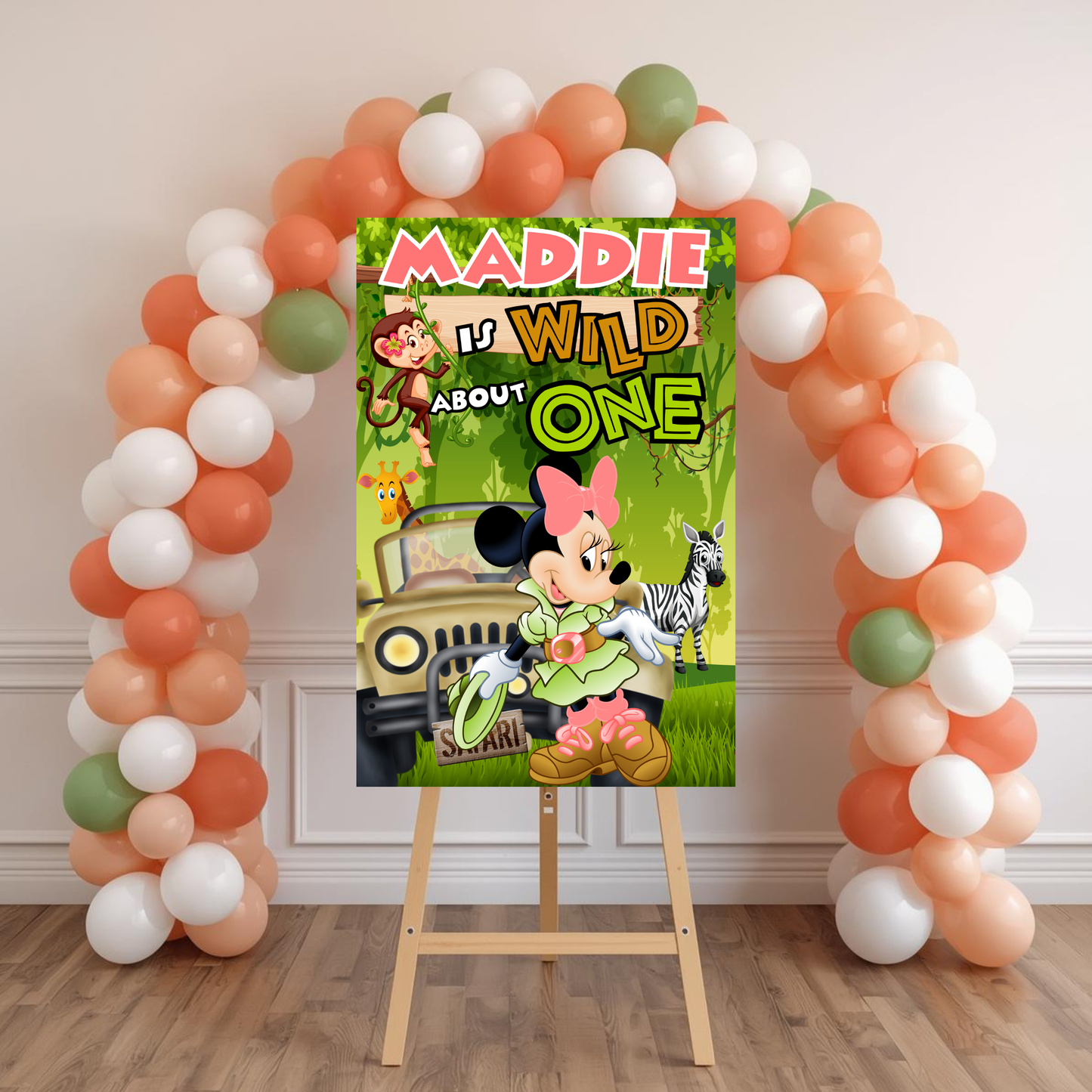 Minnie Safari Party Sign | Digital Party Sign | Editable Text with Canva | Welcome Party Sign | 20x30 | Digital File Only