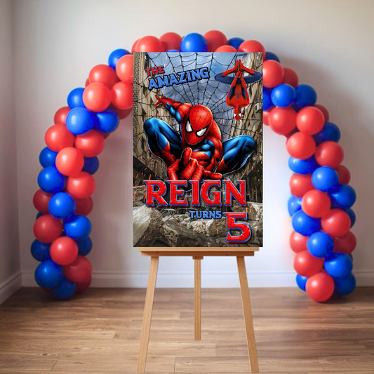 Spiderman Party Sign | Spiderman Digital Party Sign | Welcome Party Sign | 20x30 | Digital File Only