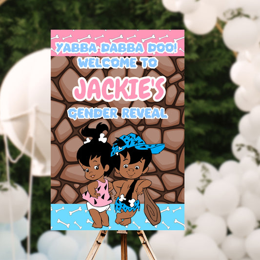 AA Bam Bam or Pebbles Gender Reveal Welcome Sign | Edit Text with Canva | Edit | Save | Download | Print