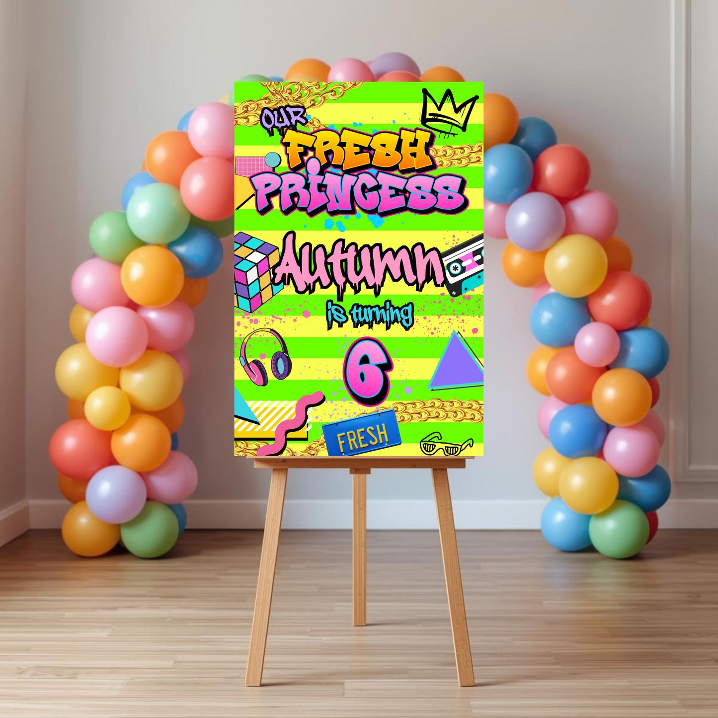 Fresh Princess Party Sign | Digital Party Sign | Editable Text with CANVA PRO| Welcome Party Sign | 20x30 | Digital File Only