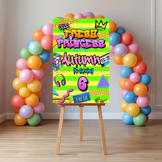 Fresh Princess Party Sign | Digital Party Sign | Editable Text with CANVA PRO| Welcome Party Sign | 20x30 | Digital File Only