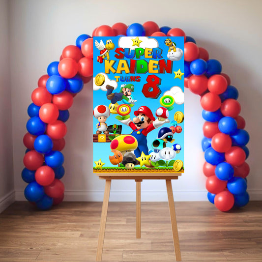 Super Mario Party Sign | Digital Party Sign | Editable with Canva Pro | Welcome Party Sign | 20x30 | Digital File Only
